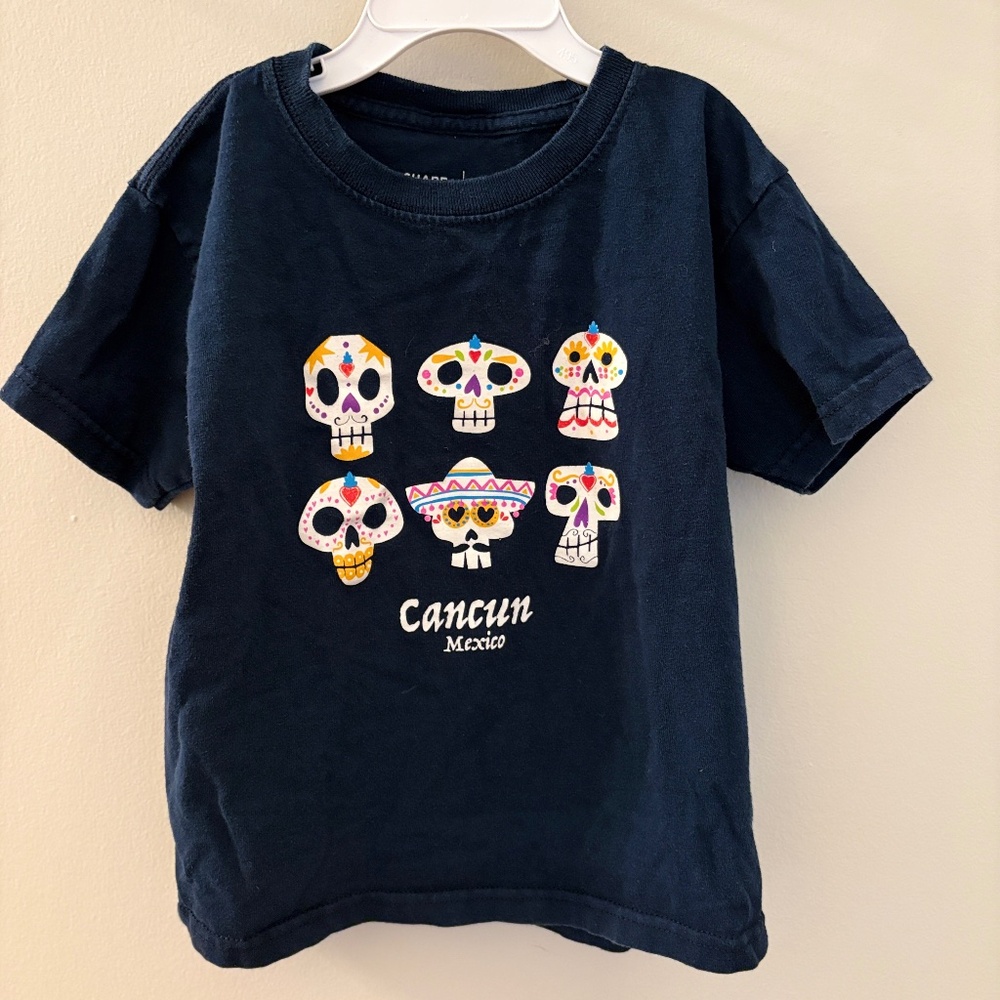 🌵💀 Cancun Mexico Kids Sugar Skull Tee – Dia de los Muertos – Size Medium 💀🌵